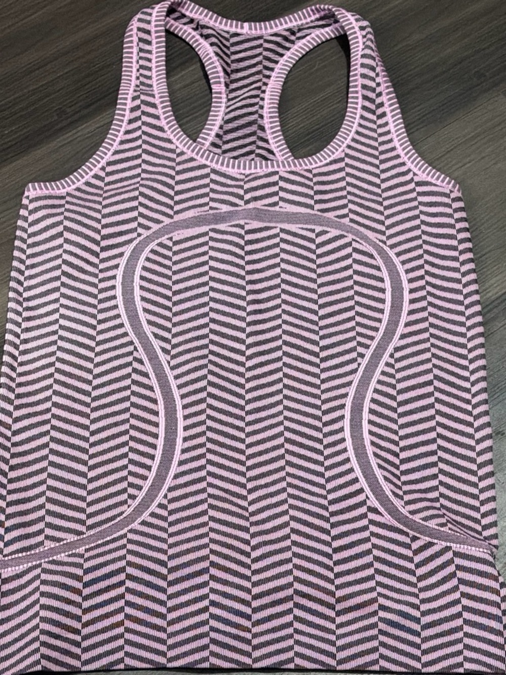 lululemon athletica Pink and Black Chevron Swiftly Tank Top
